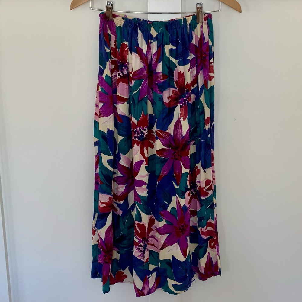 Karen Kane Petites vintage midi floral rayon skirt